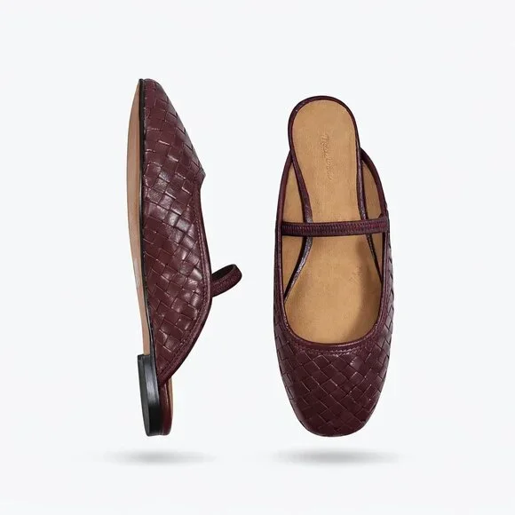 Madewell Burgundy Woven Leather Mary Jane Flats - Picture 16 of 16